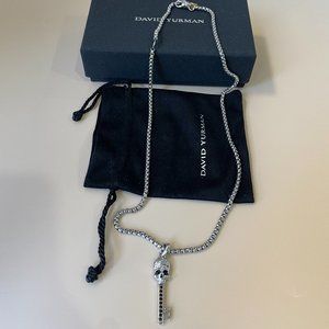 David Yurman MEMENTO MORI SKULL KEY AMULET WITH PAVÉ BLACK DIAMONDS